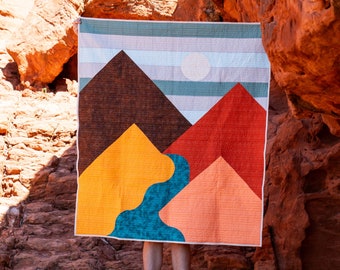 Mountain River Quilt Pattern - twin quilt pattern for beginners - modern quilt pattern for 5 inch squares