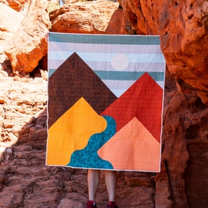 Mountain River Quilt Pattern - twin quilt pattern for beginners - modern quilt pattern for 5 inch squares