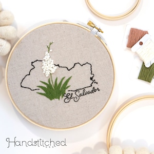 Custom National Flower Embroidery Kit Beginner - Embroidery Hoop Art - DIY Craft Kit - Travel Embroidery