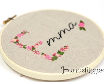 Custom Text Flower Embroidery Kit Custom Name Custom Quote 