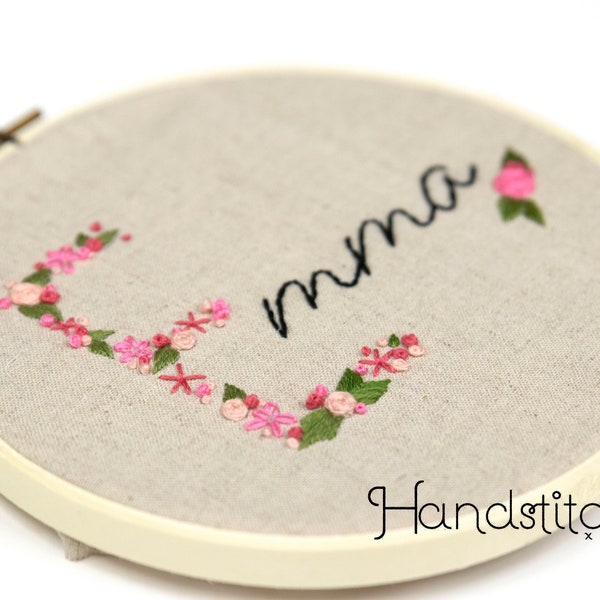 Name Embroidery Kit Beginner, Custom Name Floral Embroidery Kit, Fun DIY Project, DIY Craft Kits, Personalized Gift, DIY Gift floral letter