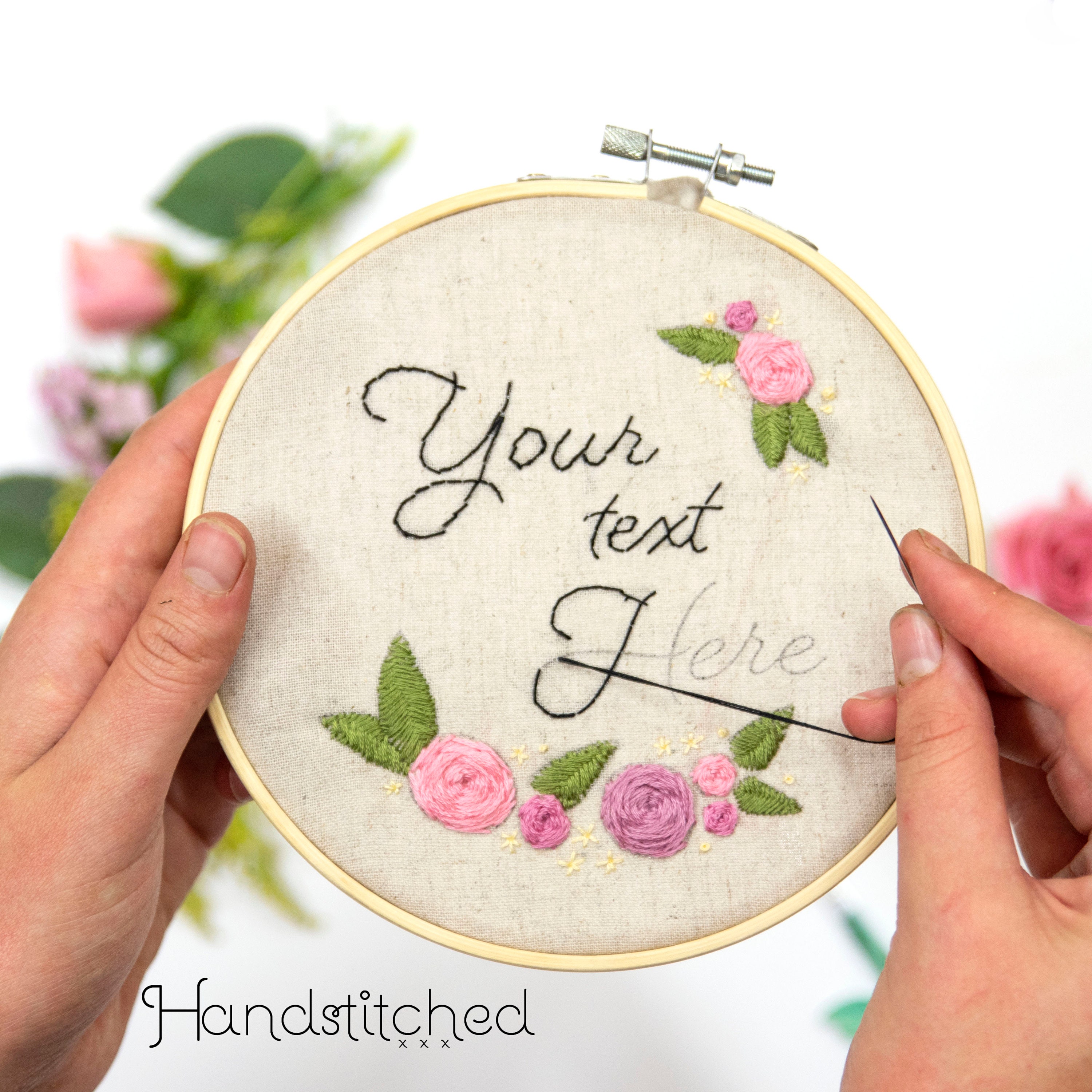 Custom Text Embroidery Kit Text Beginner Embroidery Kit Etsy