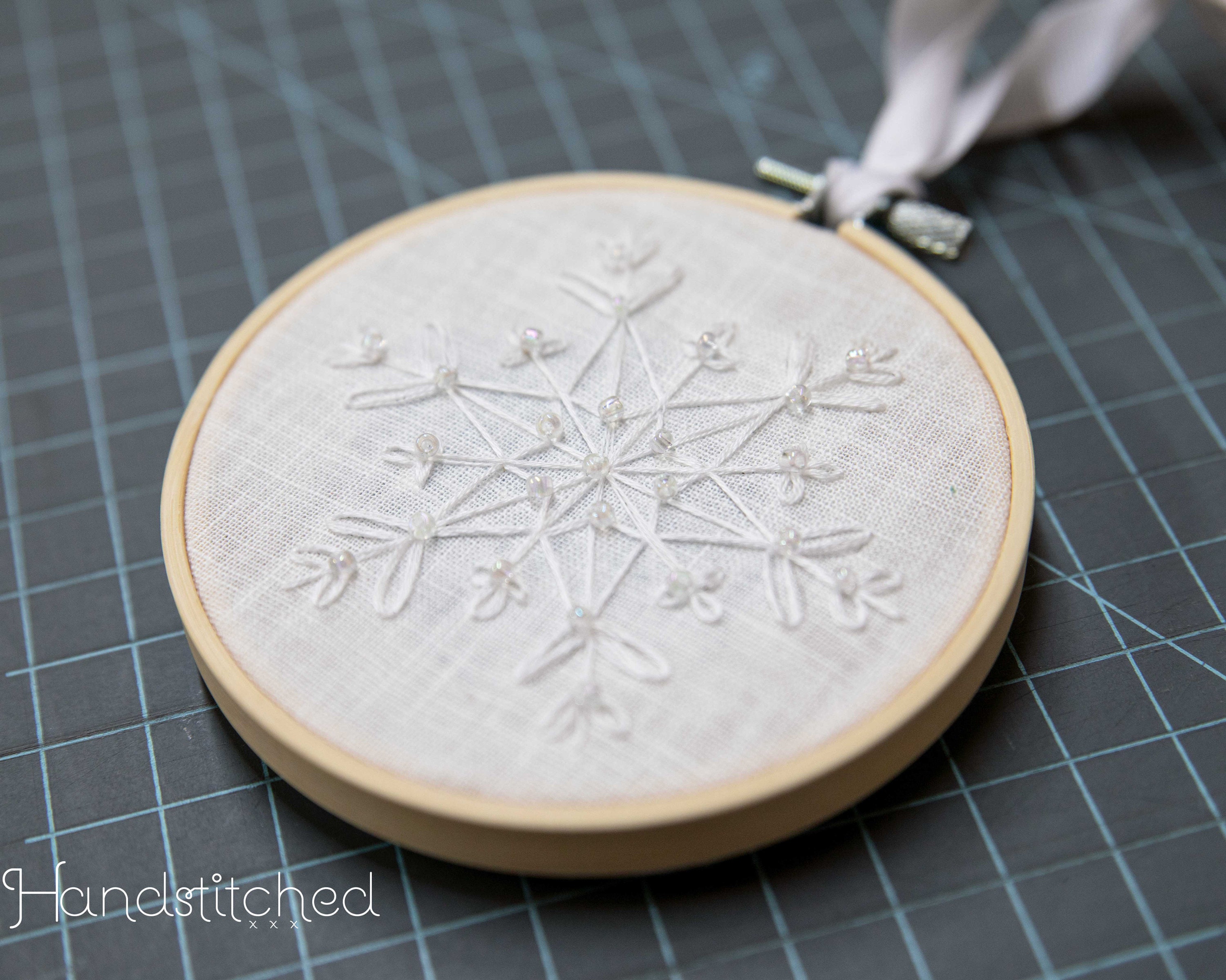 Christmas embroidery kit, Snowflake embroidery ornament kit, Kids