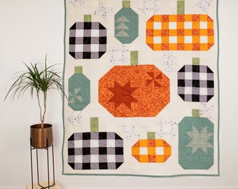 PRINTED Pumpkin Patchwork Quilt Pattern - Wall Hanging and Twin Size Quilt Pattern included! -  pumpkin quilt for fall