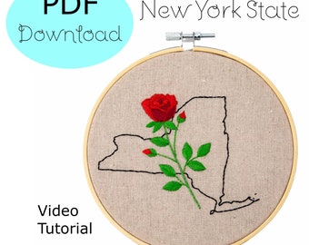 New York State Flower Hand Embroidery Pattern - PDF download HAND EMBROIDERY