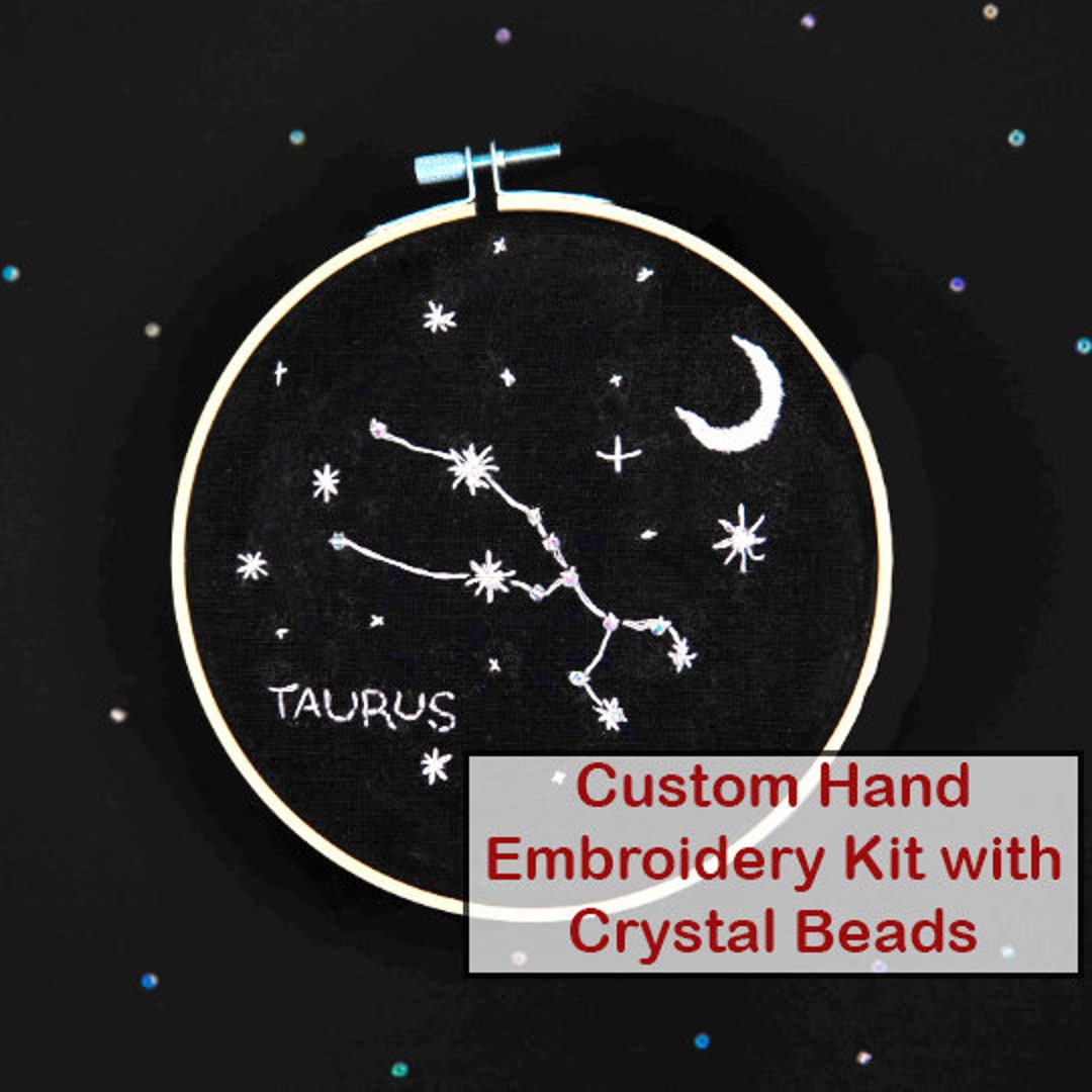 Zodiac Embroidery Kit Zodiac Signs Custom Beaded Embroidery Kit on