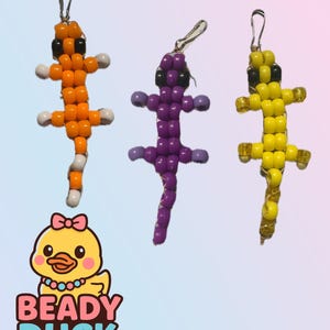 Porte-clés gecko en perles de poney