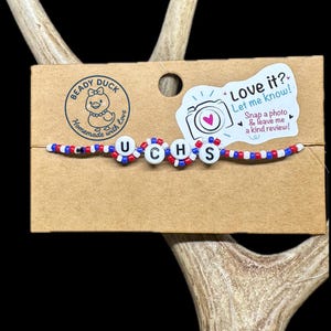 Custom School Spirit Bracelet – Personalized Beaded Bracelet with School Colors, Mascot Name, or Class Year – Teacher & Student Gift