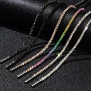  MTLEE Rhinestone Shoe Laces Bling Shoe Laces Rhinestone  Diamond Hoodie String Glitter Cords For Sneakers