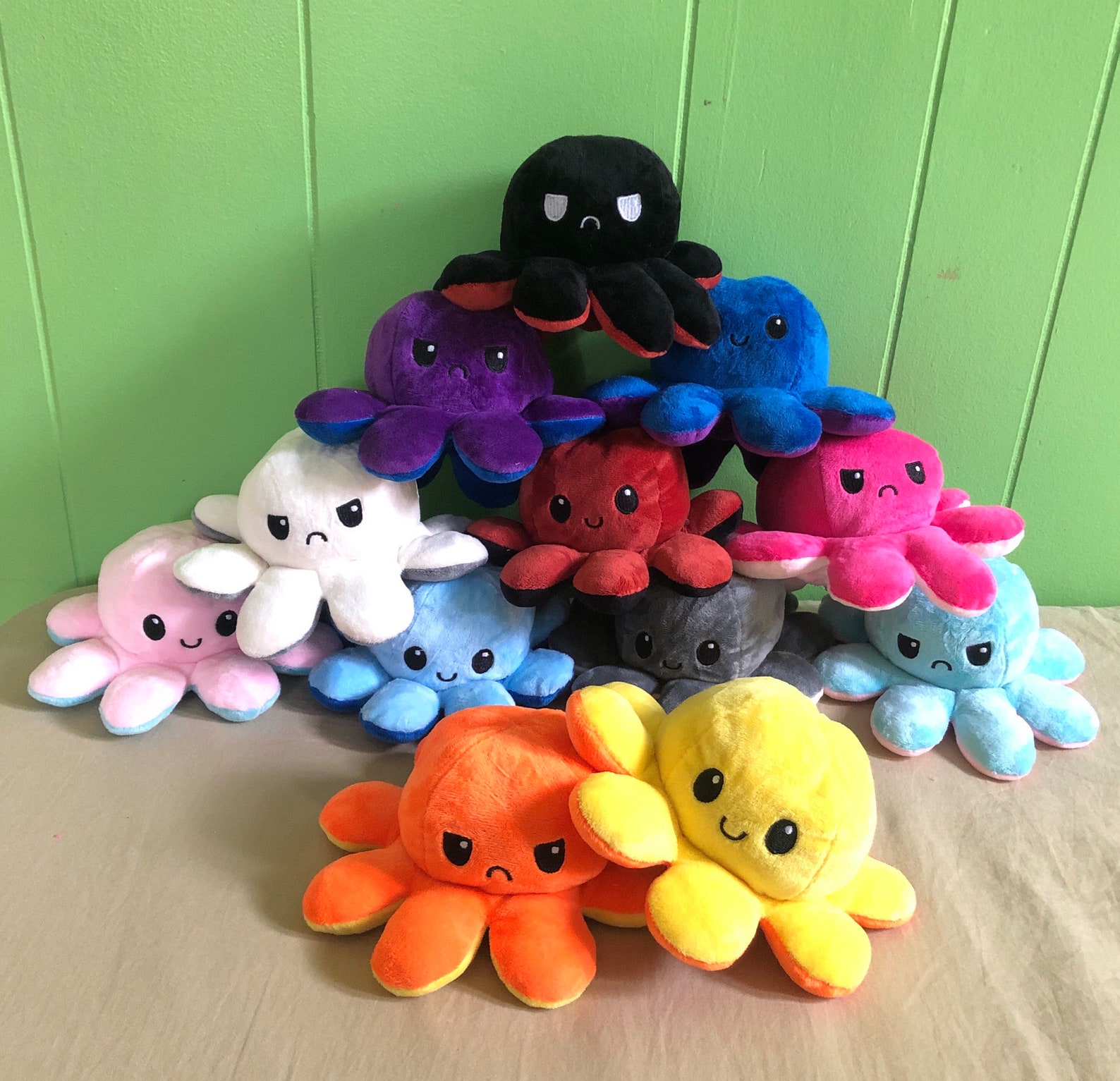 Mood Reversable Plush Toy Octopus Plushie Flip me Emotion Etsy