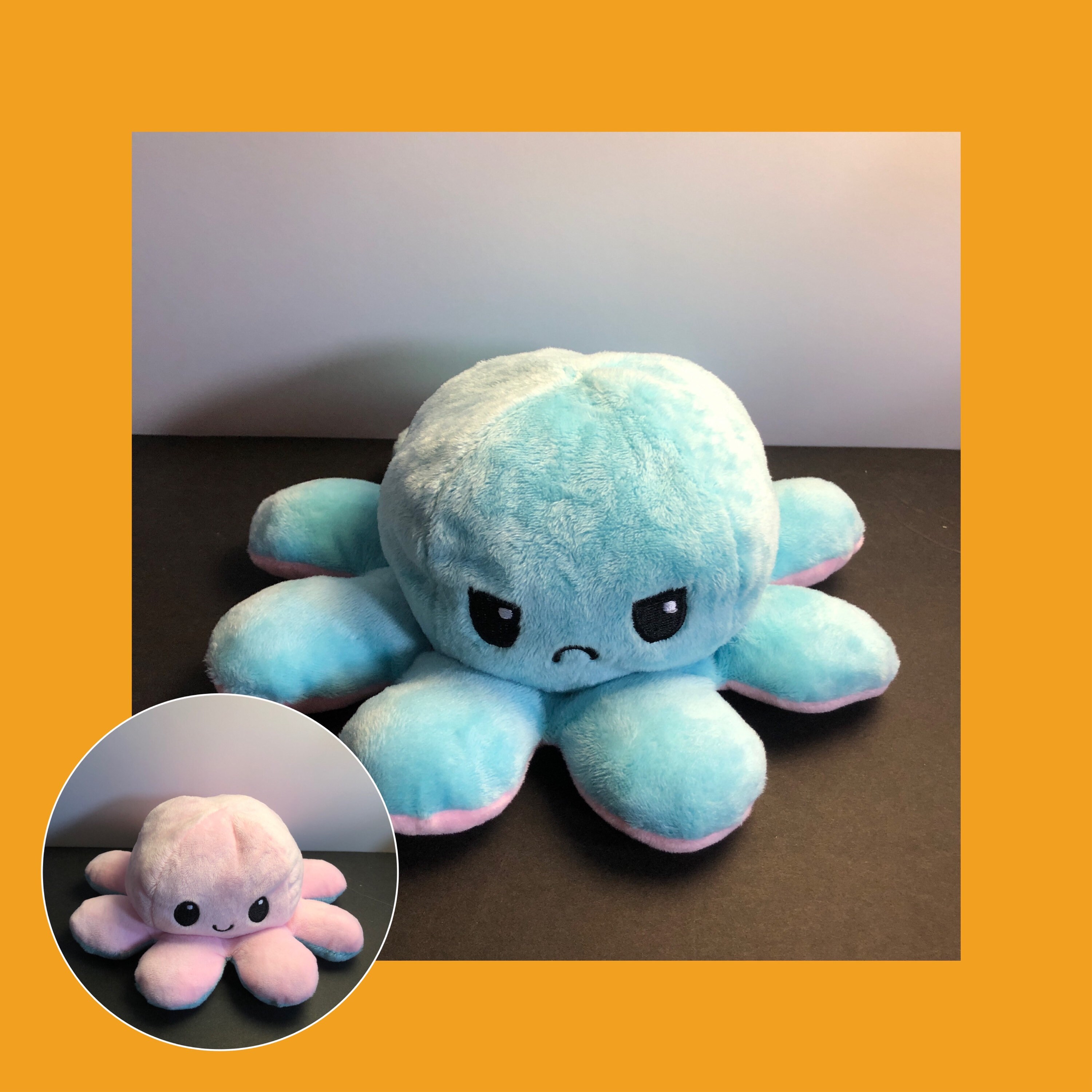 Mood Reversable Plush Toy Octopus Plushie Flip me Emotion Etsy