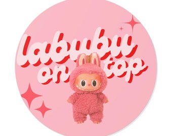 Pink Labubu Sticker, Vinyl Decal, Laptop Sticker, Cute Bumper Sticker, Kawaii Scrapbook Sticker, Water Bottle Sticker