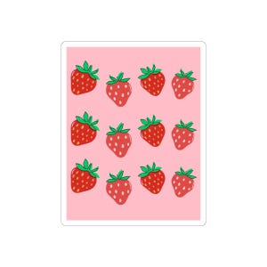 Pink Strawberry Coquette Kiss-Cut Stickers, Romantic Floral Decals, Scrapbooking Supplies, Cute Fruit Labels, Laptop Decor