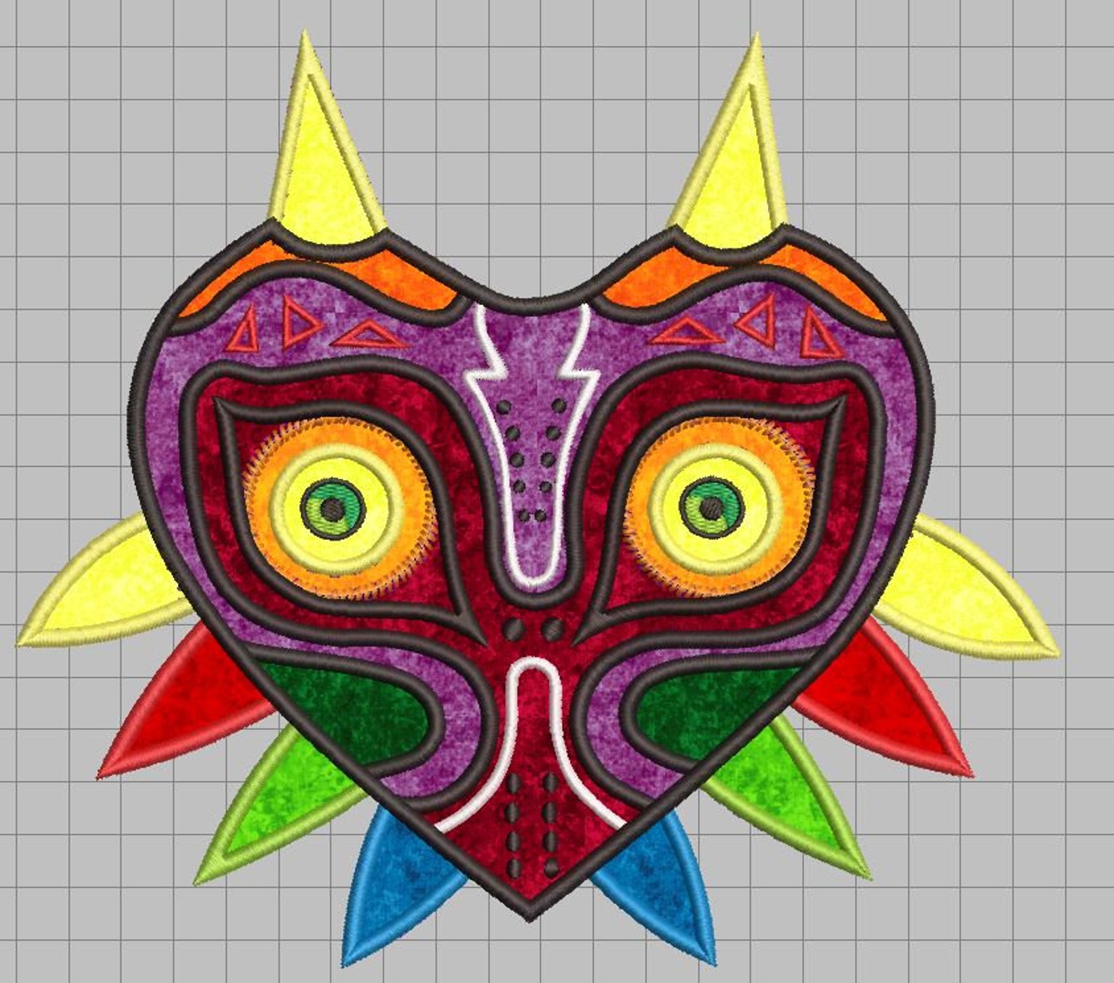 Zelda Machine Embroidery Applique Design Majora's Mask 8x8 Etsy
