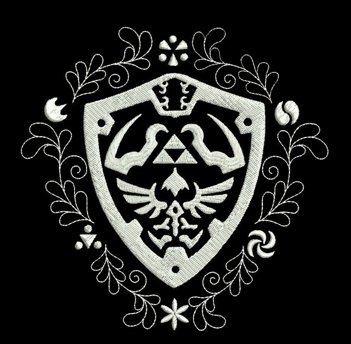 Zelda Machine Embroidery Design Embellished Hylian Shield Etsy