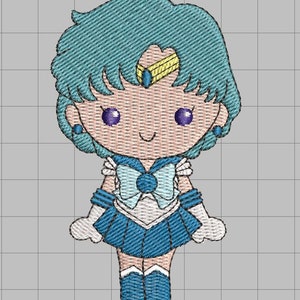 Sailor Moon Machine Embroidery Design - Sailor Mercury 4x4