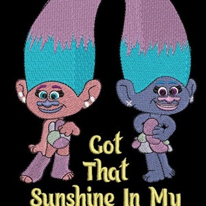 Trolls Machine Embroidery Design - Twins 5x7