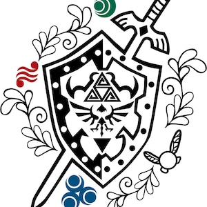 Archivo SVG Escudo y espada maestra embellecidos inspirados en Zelda