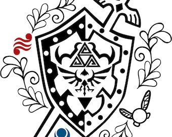 SVG File Zelda Inspired Embellished Shield and Master Sword