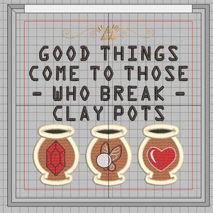 Zelda Clay Pots Machine Embroidery Design 8x8
