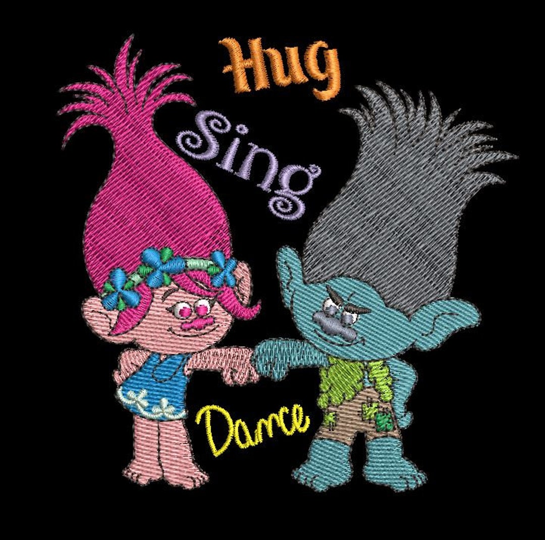 Trolls Machine Embroidery Design - Branch and Poppy 4x4 - Etsy