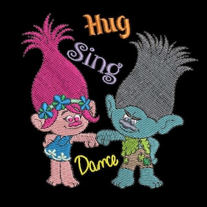 Trolls Machine Embroidery Design - Branch and Poppy 4x4