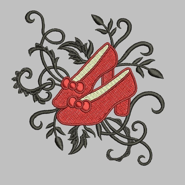 Wizard of Oz Machine Embroidery Design - Ruby Slippers Embellished 4x4