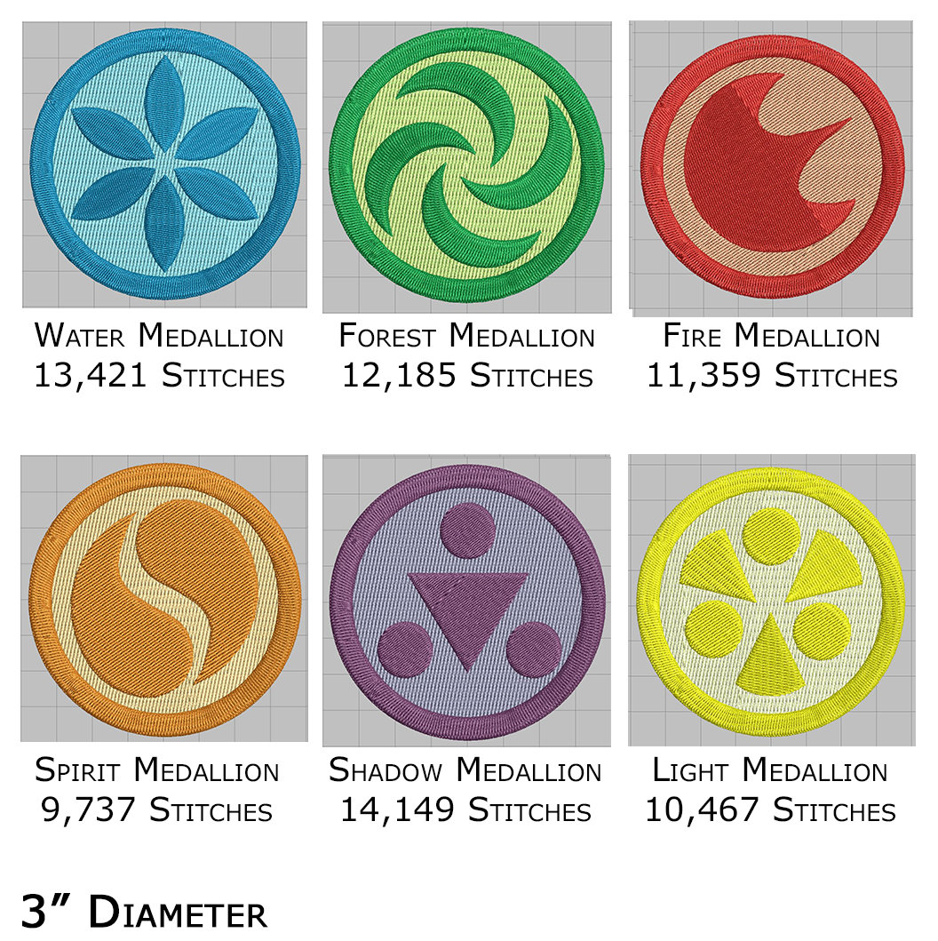 Zelda Machine Embroidery Design - Ocarina Spirit Medallion (set of