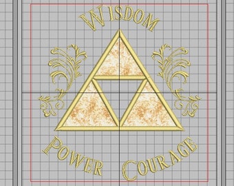 Zelda Machine Embroidery Applique Design - Embellished Triforce 8x8