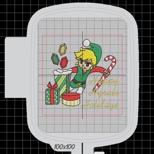 Zelda Machine Embroidery Design - Christmas Link 4x4