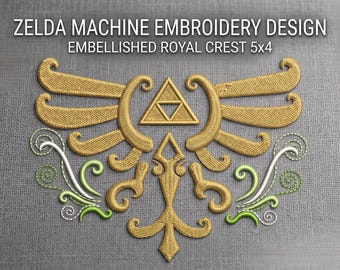 Zelda Machine Embroidery Design - Embellished Royal Crest 5x4