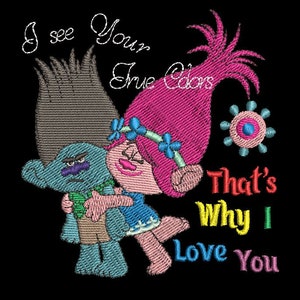 Trolls Machine Embroidery Design - True Colors 4x4