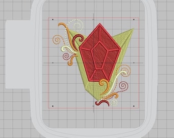 Zelda Machine Embroidery design - Ocarina Embellished Goron Ruby 4x4