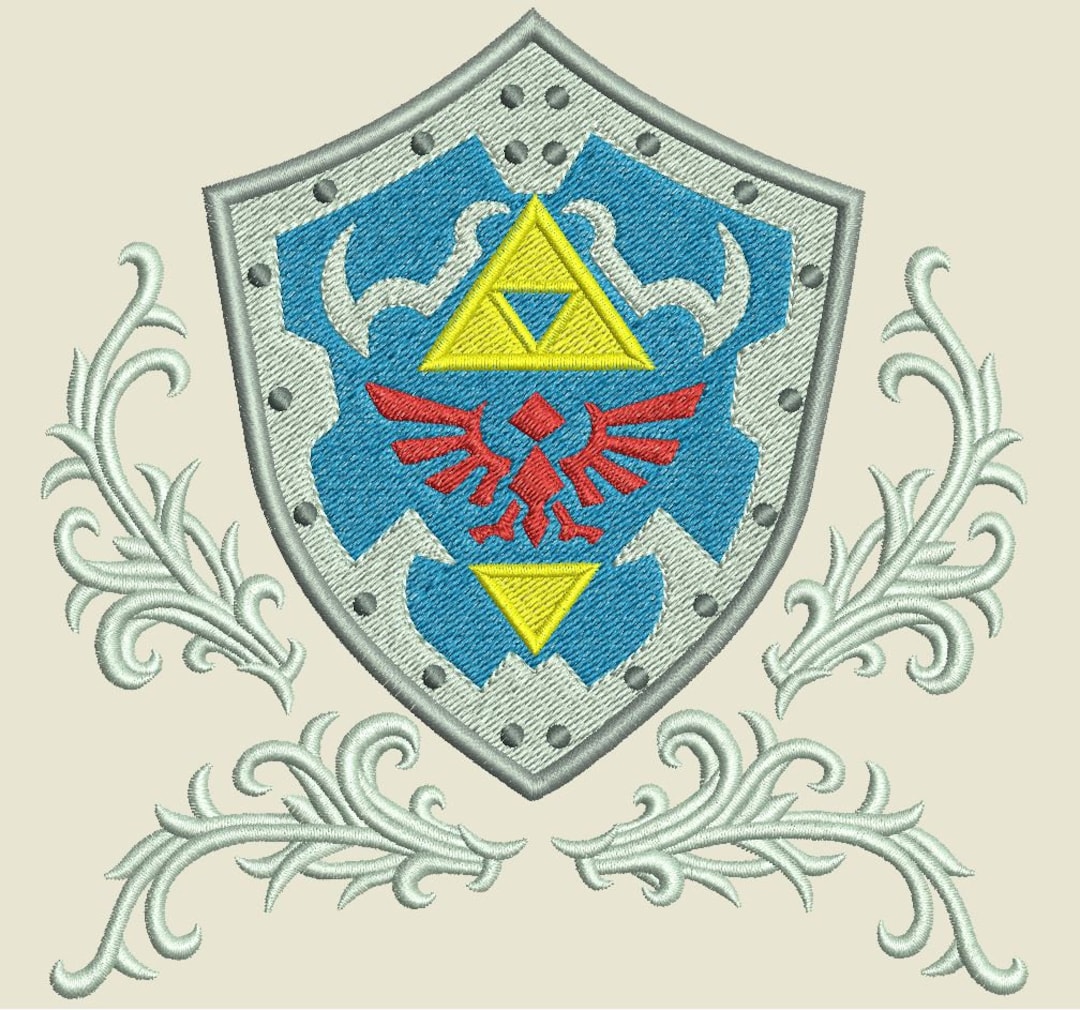 Zelda Machine Embroidery Design Embellished Hylian Shield 6x6 Etsy