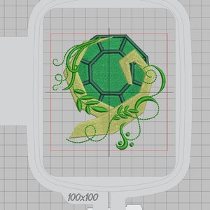 Zelda Machine Embroidery design - Ocarina Kokiri Emerald Embellished 4x4
