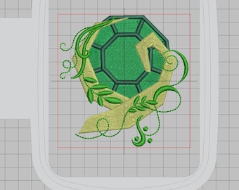 Zelda Machine Embroidery design - Ocarina Kokiri Emerald Embellished 4x4
