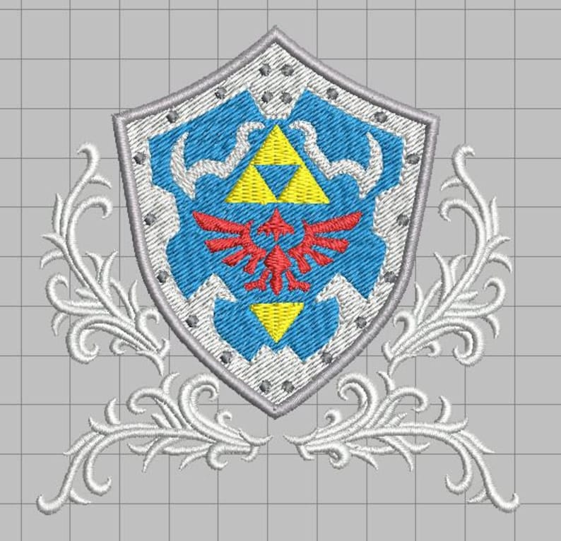 Zelda Machine Embroidery Design Embellished Hylian Shield Etsy