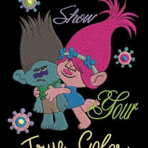 Trolls Machine Embroidery Design - True Colors 5x7