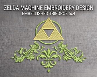 Zelda Machine Embroidery Design - Embellished Triforce 5x4