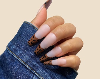 24 Pcs Cheetah Press on Nail | Leopard | Coffin Nail