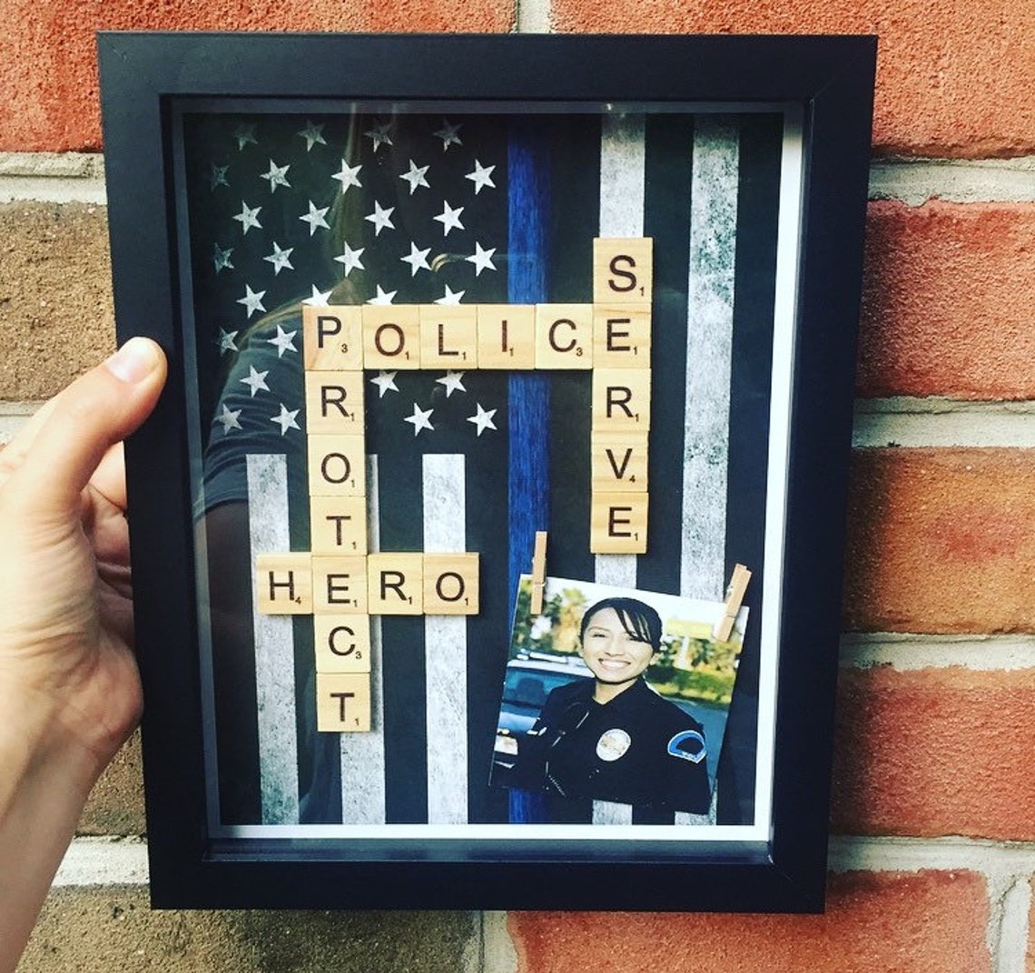 Law enforcement picture frame honor gift police box blue Etsy
