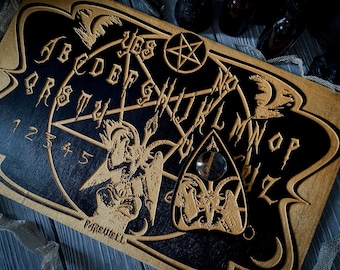 Wooden Ouija Board | Baphomet | Black & Gold