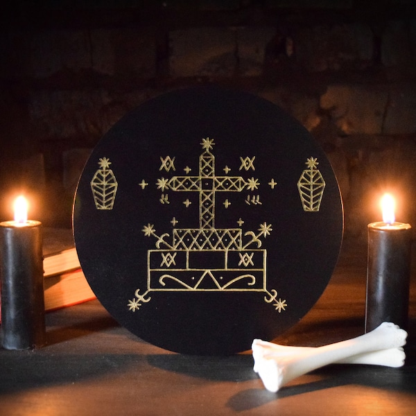 Loa Baron Samedi veve - Houten Vodou Altaar Pentacle