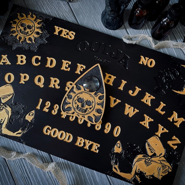 Houten Ouija-bord | Donkere kant | Zwart goud