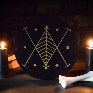 Loa Ayizan veve - Pentacle del altar Vodou de madera