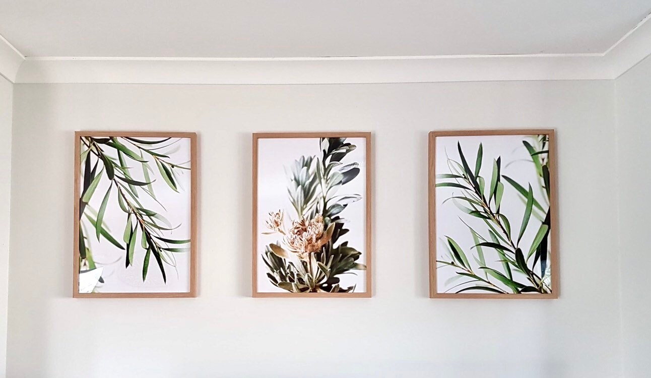 Green Leaf Wall Art Set of 3 Greenery Wall Art Green Leaf Etsy
