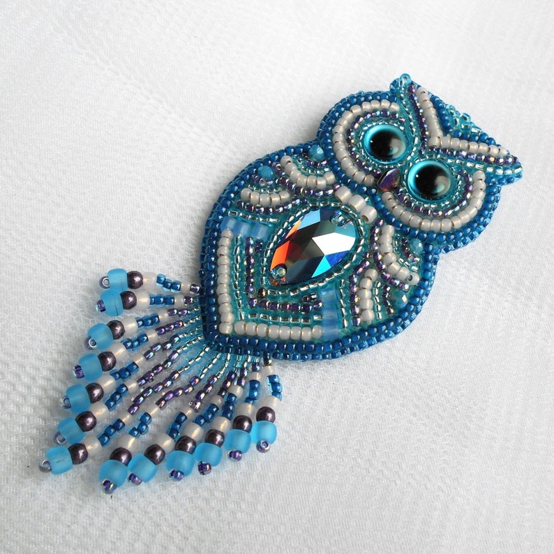 Брошь сова из бисера на фетре схема пошаговое