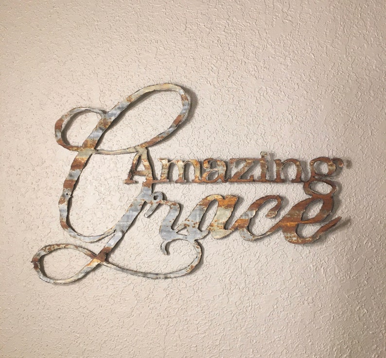 Amazing Grace Reclaimed Tin Sign Etsy