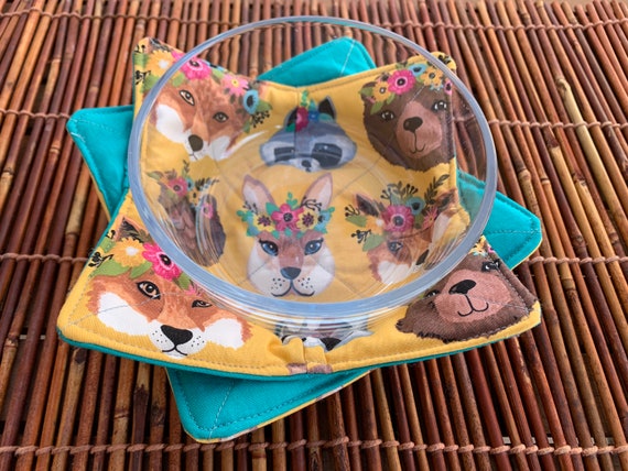 Handmade Microwaveable Bowl Cozy Dog Cat Lovers NEW * 100% Cotton 