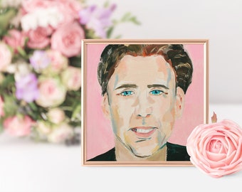 Beautiful Painting of Nicolas Cage, Original Fine Art Print, Nicolas Cage Art